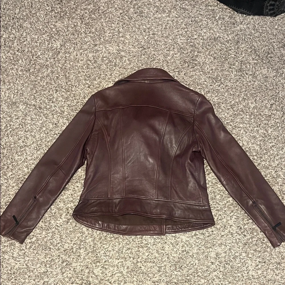 Michael Kors Deep Red Leather Jacket - Picture 4 of 4
